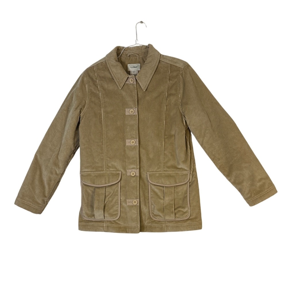 LL Bean Womens Large Tan Corduroy Thinsulate Insulated Chore Jacket OCXY9